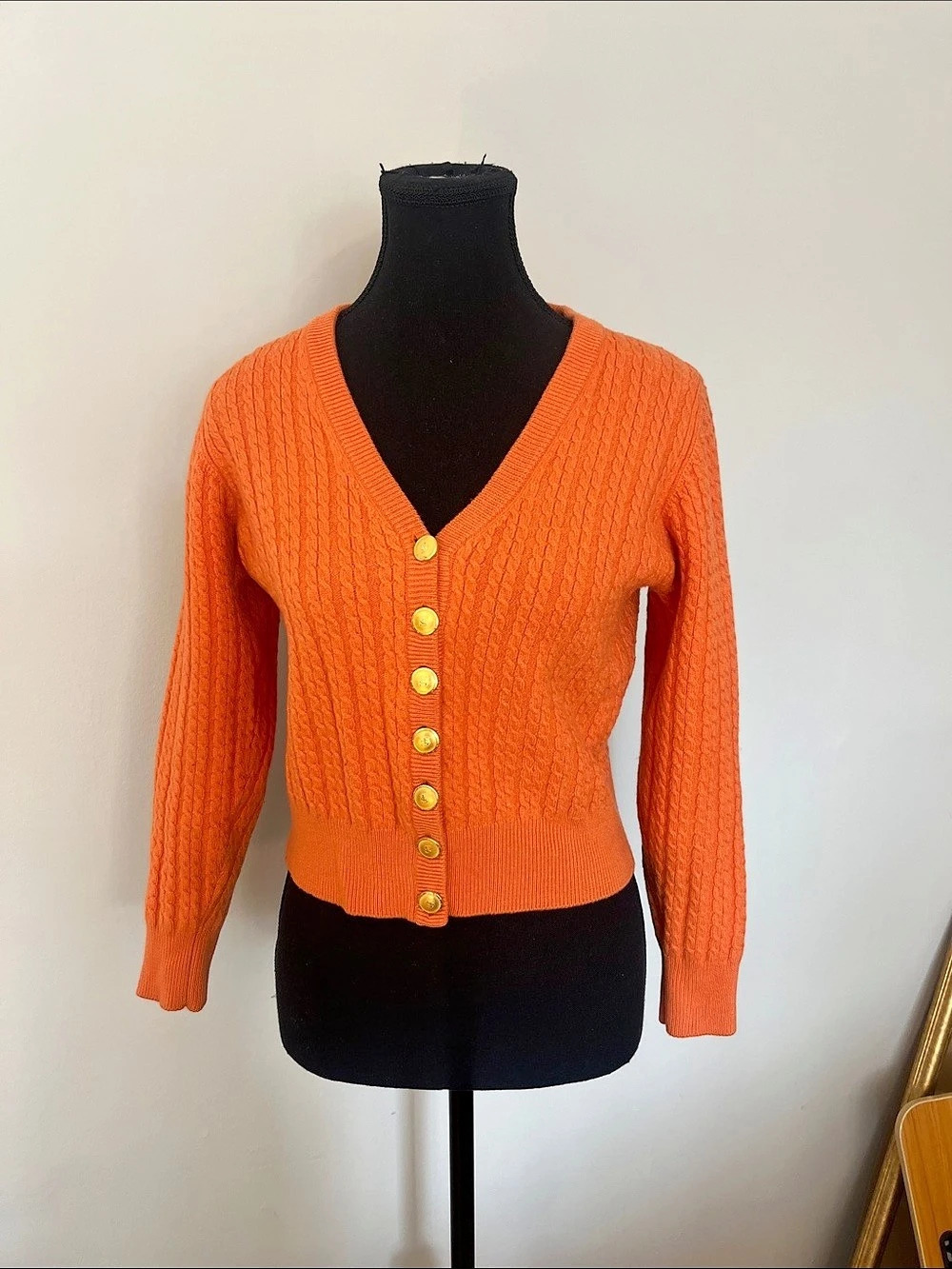 Escada Sport Cable Knit Cardigan in Orange Size Medium